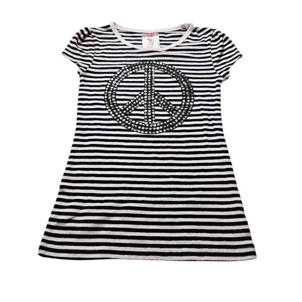 Beautees stripped peace sign shirt M